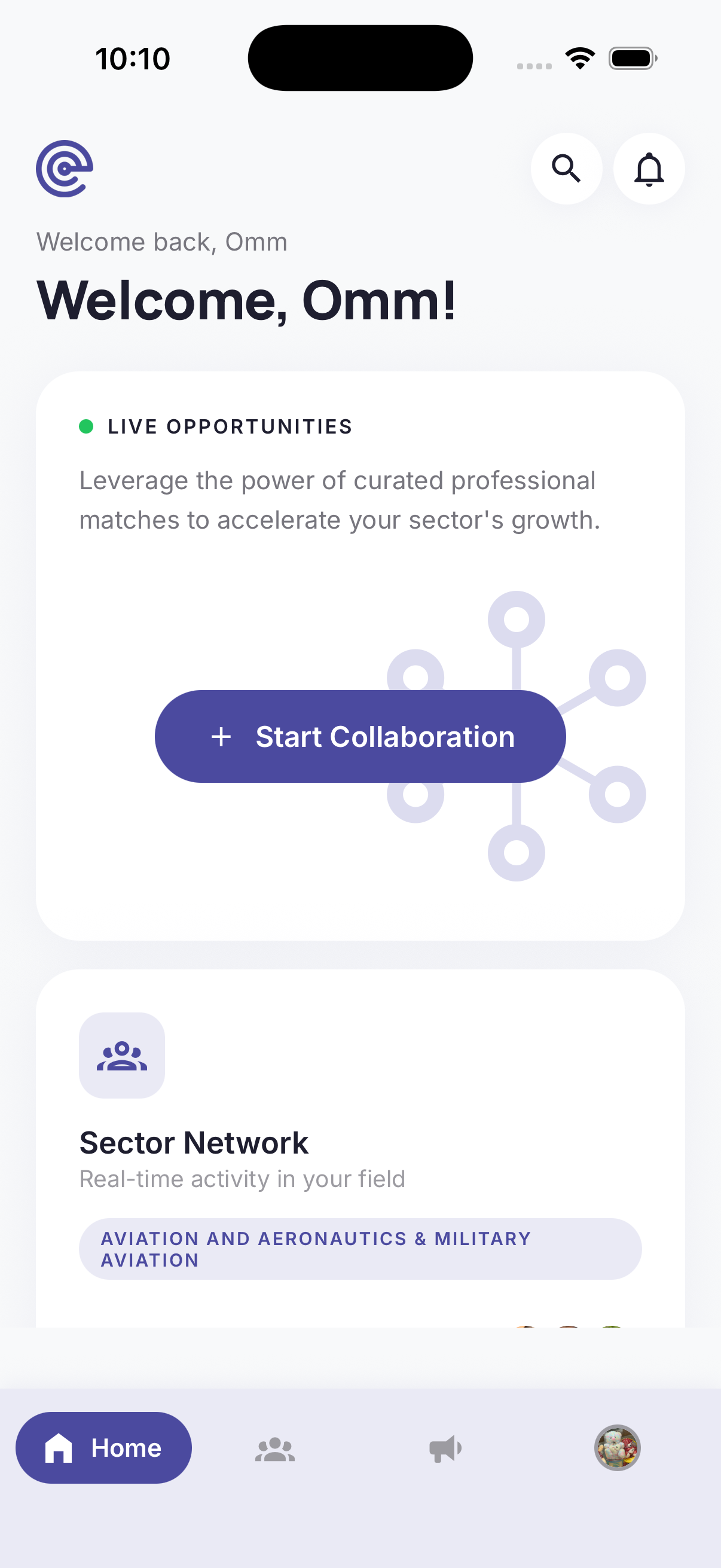 Sector Home Screen